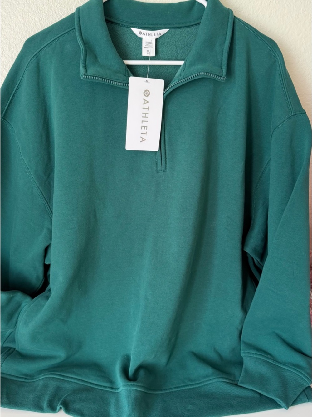 Athleta Teal Quarter-Zip Pullover size XL new